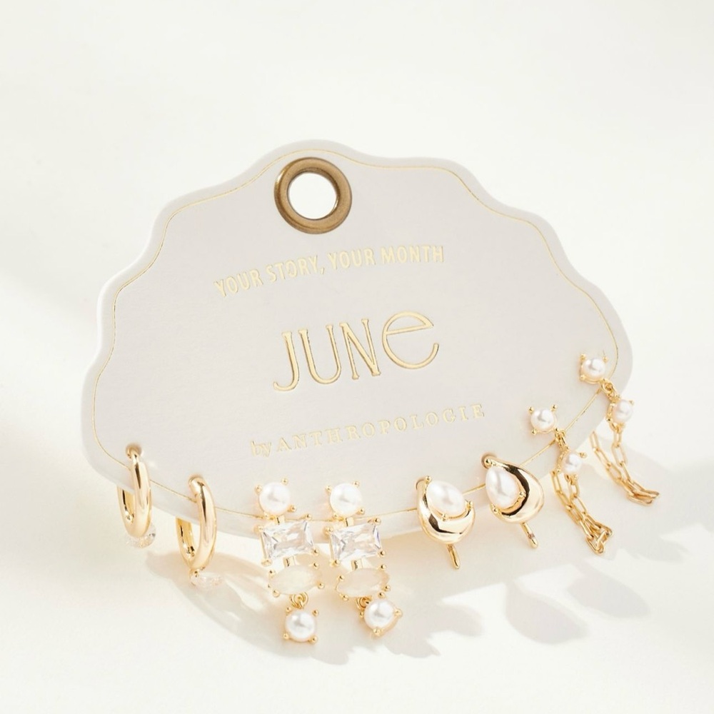 Anthropologi birthstone huggie earrings set of 4